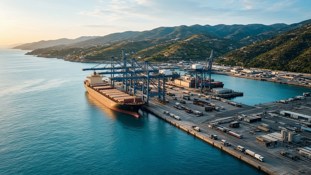 Mediterranean port connecting international commodity markets
